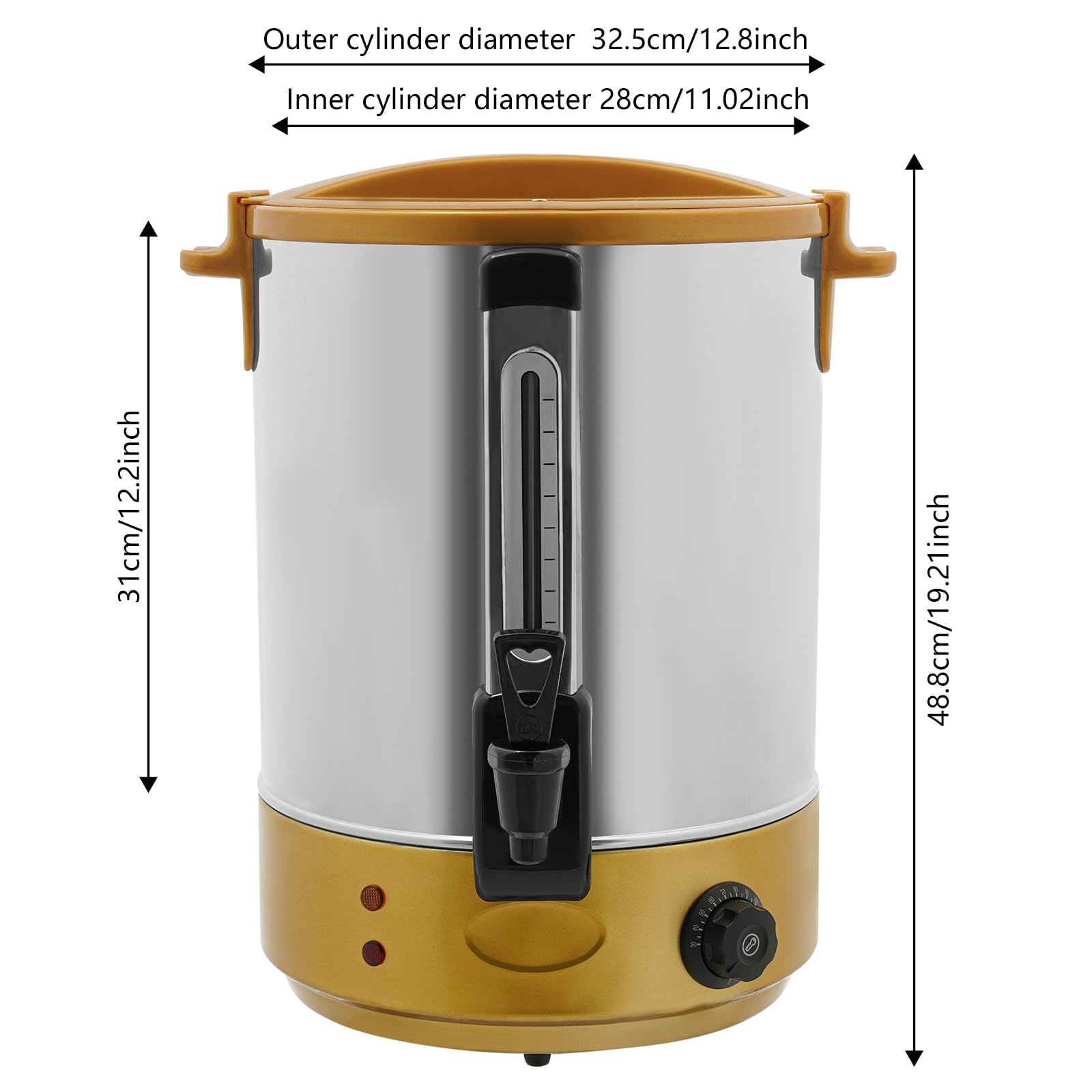 19L Commercial Coffee Maker, Electric Percolate Coffee Makers Hot Water Dispenser, for Break, Catering, Church, Restaurant, Dual Layer Stainless Steel