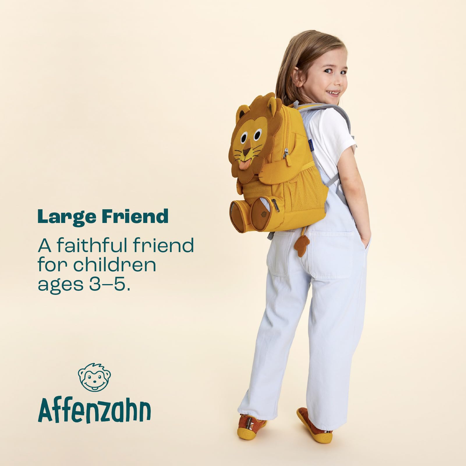 Affenzahn Amico Grande Zaino per l'asilo per bambini da 3 a 5 anni asilo a tempo pieno divertente funzionale volume 8 L Leone - Giallo