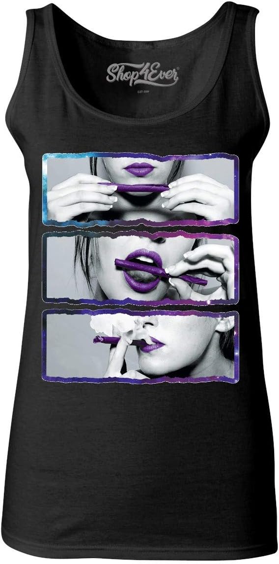 shop4ever Galaxy Smoking Blunt Women's Tank Top X-Large Black