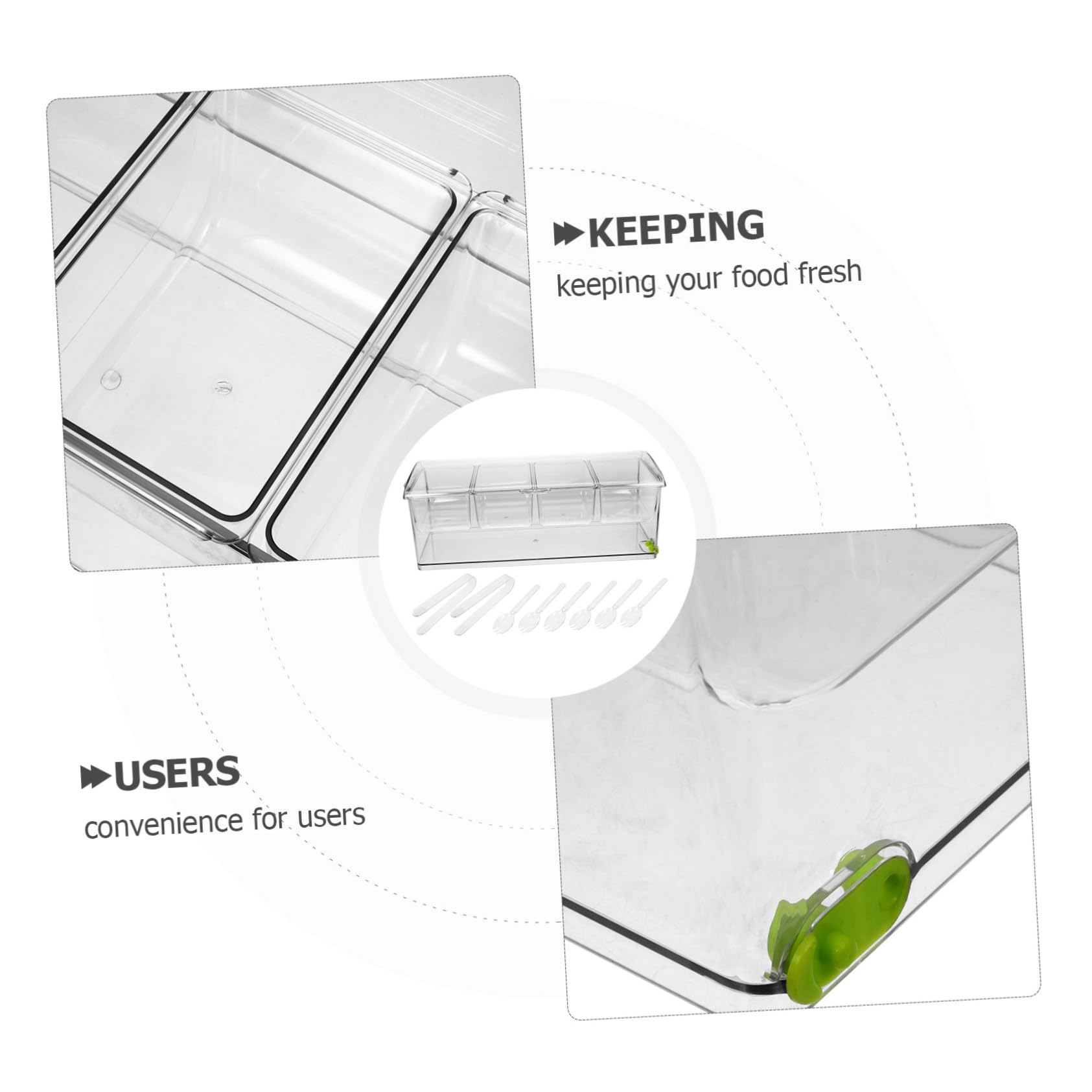 1satz Kühlschrank Organizer Mit Clips Und Löffeln Fach Unterteilte Frischhaltedose Für Snacks Obst Und Für Meal Prep Und Aufbewahrung Im Gefrierschrank