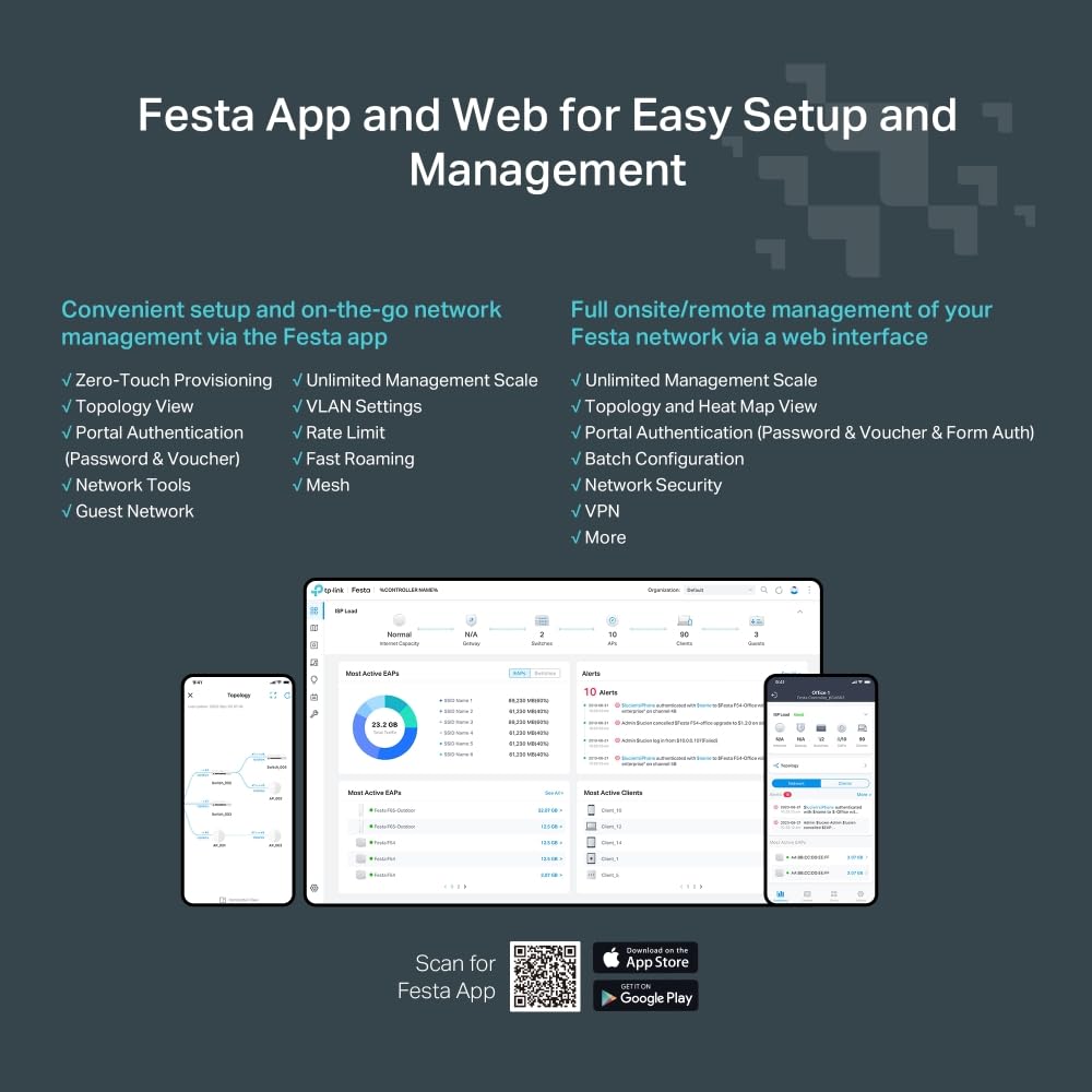 TP-Link Festa F76 | Punkt dostępowy WiFi 7 BE11000 | Montaż sufitowy | Port 2.5G | Obsługa PoE