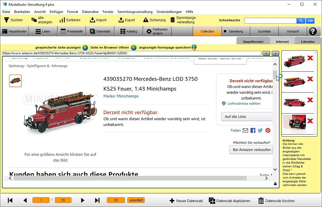 GS Modellauto-Verwaltung 9 Plus - Software zur Verwaltung Ihrer Modellautosammlung mit über 20.000 Modellautos im Programmteil Collection