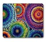 Wknoon Vintage Mandala Floral Painting Art Mouse Pad, Gorgeous Colorful Flowers Circular Geometry Artwork Mice Mat Desk Decor Accessories for Laptop