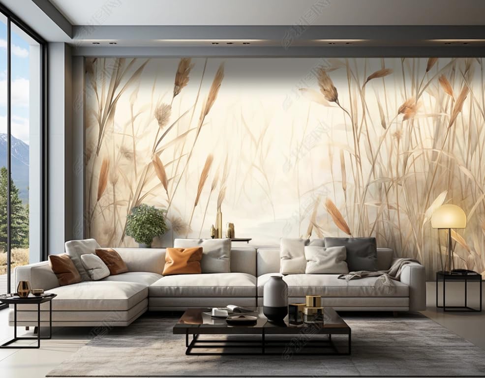 Papier peint intissé paysage rural roseaux poster géant mural salon 300x210