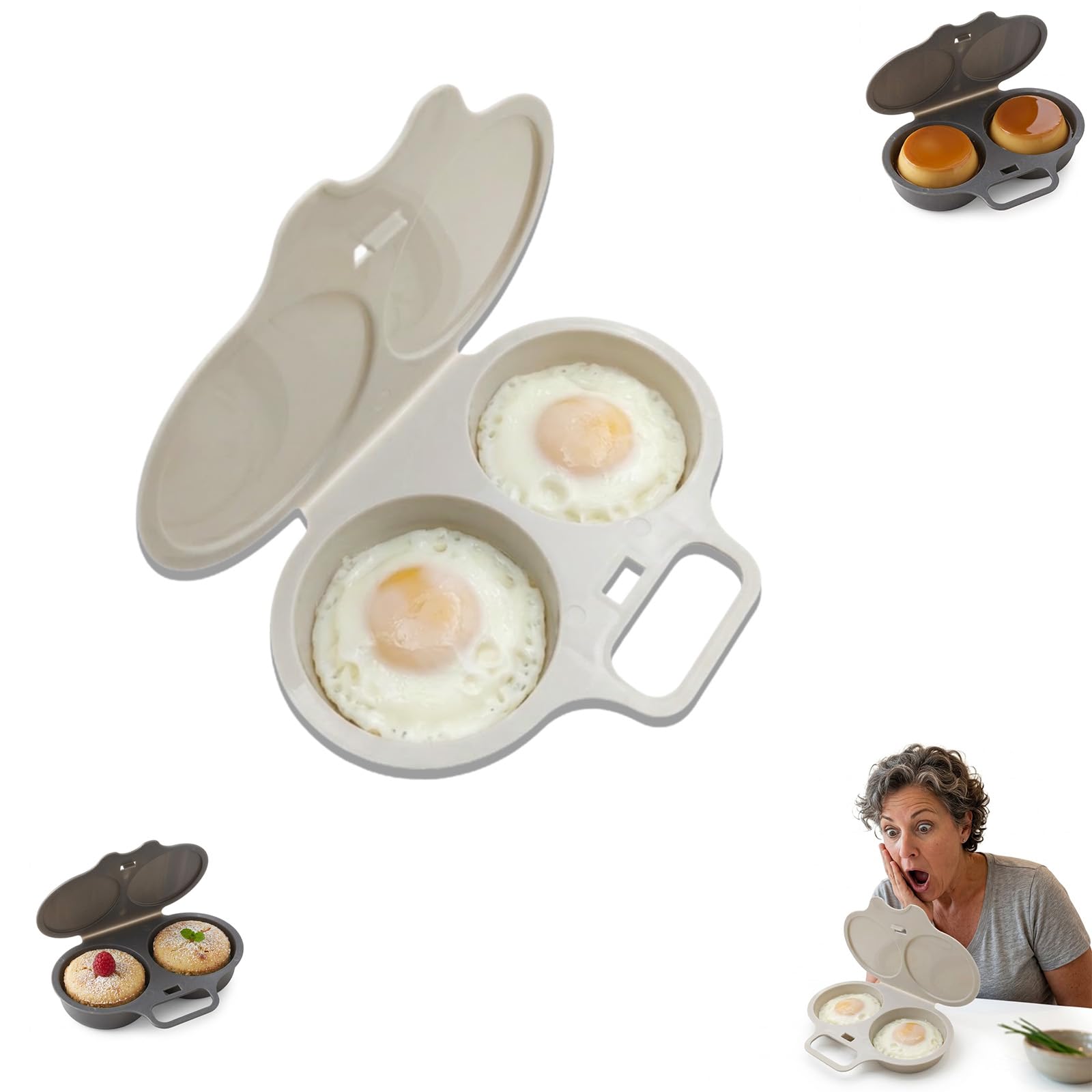 Microwave Egg Poacher, Poached Egg Cooker Microwave, Dual Cavity Eggs Poacher with Easy-Clean Design, Quick Cooking Tool for Breakfast, Brunch, and Everyday Meals (1PCS-C)