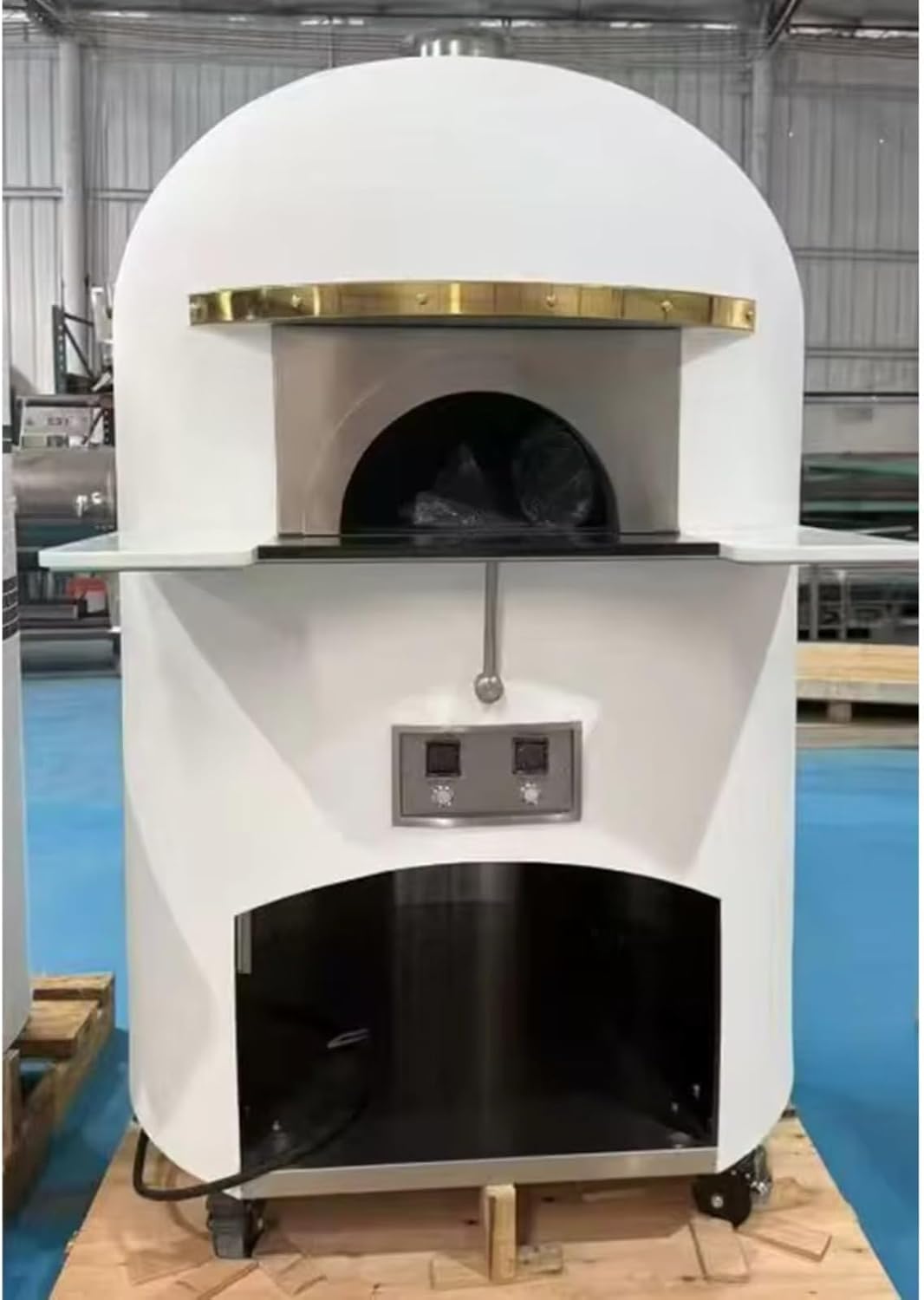 Stainless Steel Propane/Natural Gas Fired Commercial Rotating Oven, High-Temperature Ceramic Stone, Large Capacity for Pizzeria, Food Truck, Catering Business