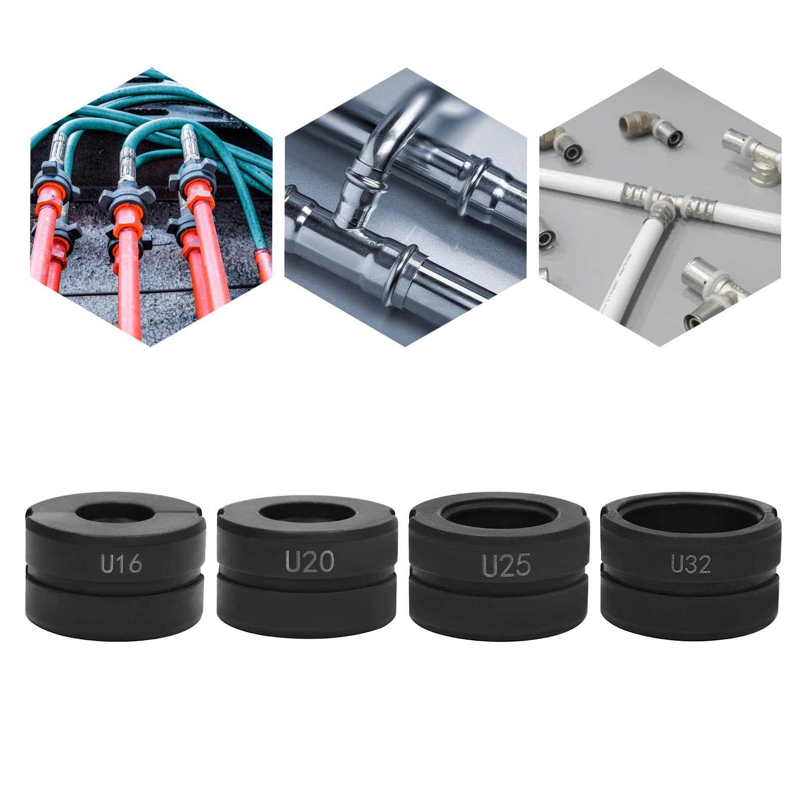 Pinza di pressatura 16~32 con profilo a U, adatta per tubi da 16 mm, 20 mm, 25 mm e 32 mm. Gli accessori della pinza di pressatura sono adatti per la pressatura di tubi PEX e PB