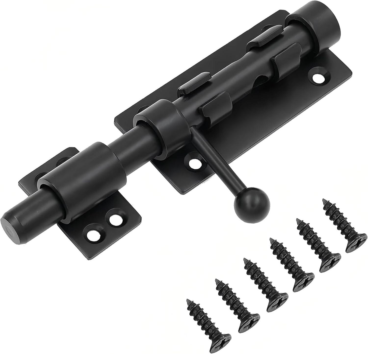 4 Inch Slide Bolt Gate Latch 304 Stainless Steel Gate Latches Matte Black Sliding Latch Lock with Padlock Hole Heavy Duty Barrel Bolt for Cabinet Window Fence Shed Yard Barn Doors Warehouse