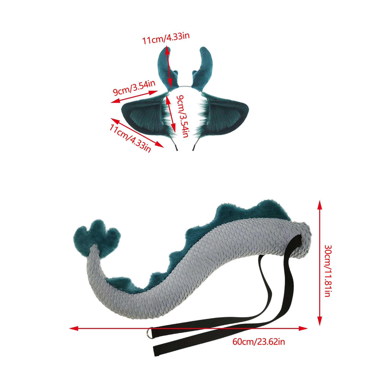 Adorabile corna di drago pelosa con coda, ideale per feste in costume, comoda attrezzatura per cosplay