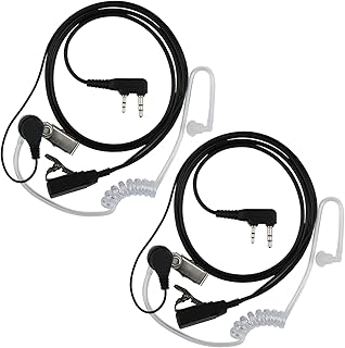 2 Pcs Auricular Walkie Talkie de Seguridad de 2 Pines con Botón PTT,150CM, Compatible con Radio Bidireccional Kenwood Bao-Feng UV5R 888S RT24 RT27 HESENATE HT999