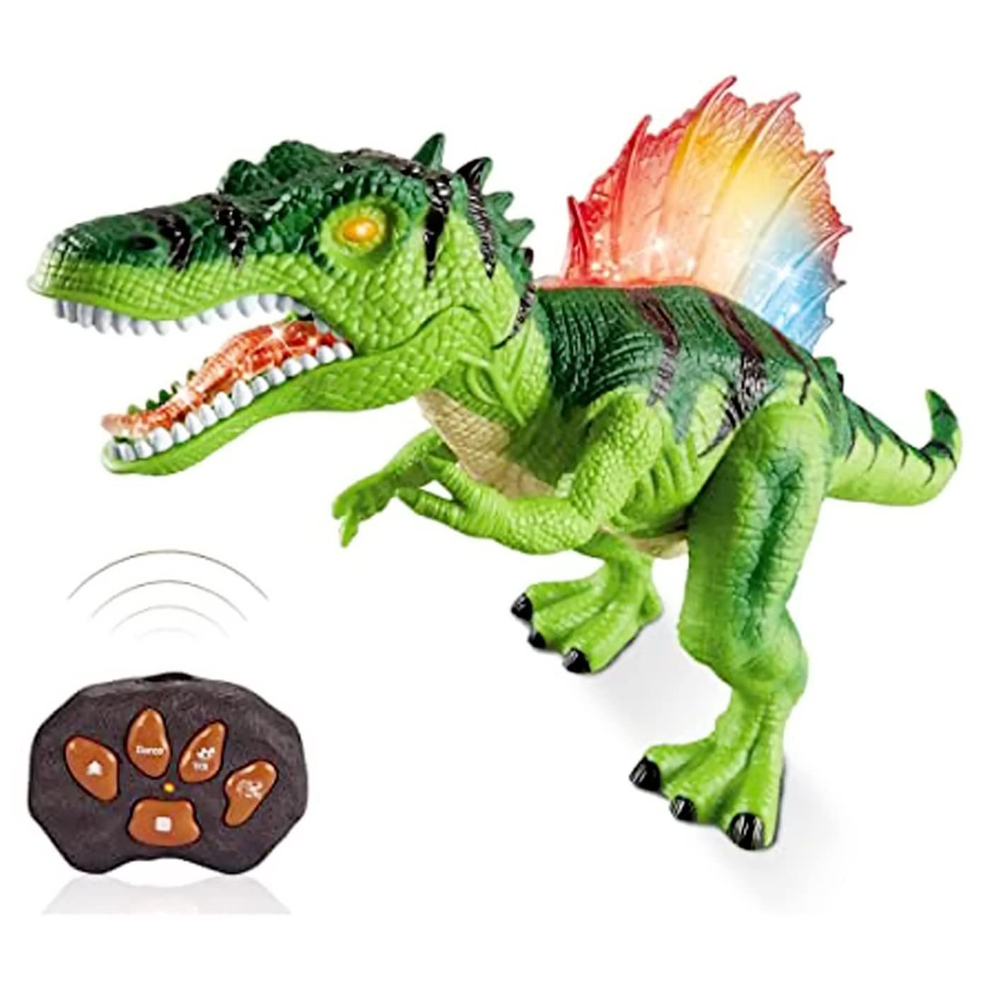 Jack Royal LED Light Up Remote Control Dinosaur Walking and Roaring Realistic T-Rex Dinosaur Toys with Glowing Eyes Walking Movement Shaking Head for Toddlers Boys Girls