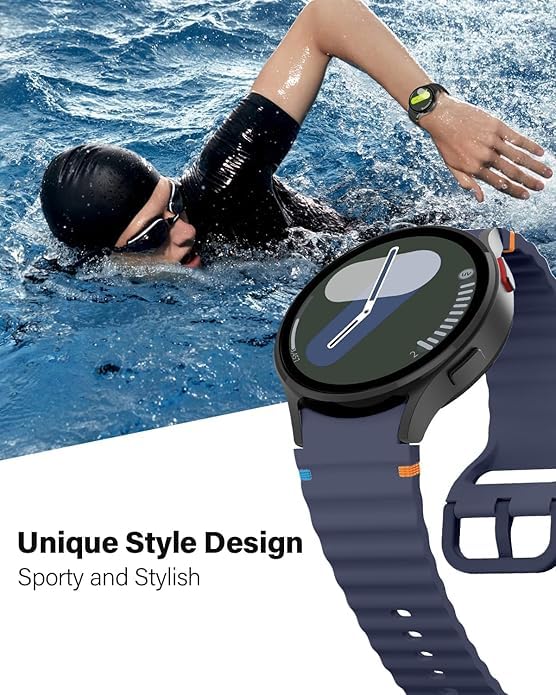 Image of WRIGSS Silicone Strap Compatible with Samsung Galaxy Watch 7 6 5 4 FE Original Style Wavy Smart Watch Straps For Men Women, 40mm 44mm Standard & Classic