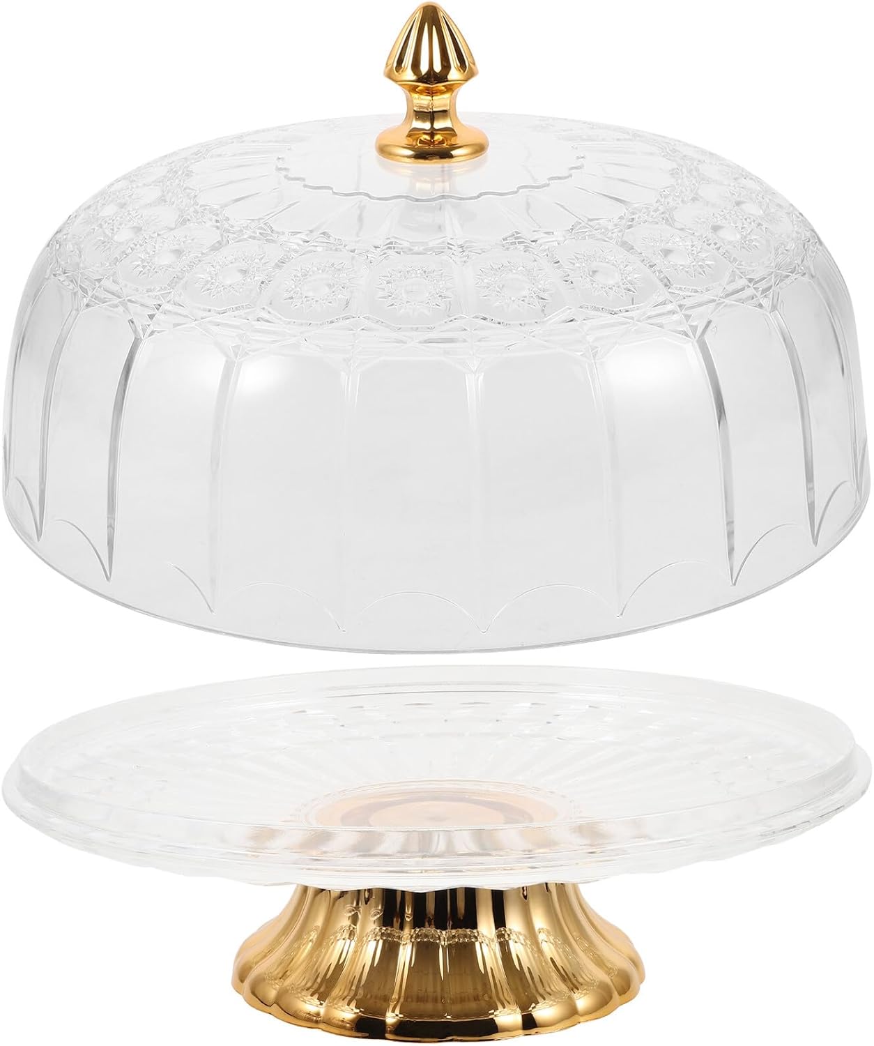 BESPORTBLE Cake Stand with Lid and Removable Base, Tall Footed Dessert Plate for Fruit Serving and Snack Display, High Base Food Serving Tray for Parties and Dining