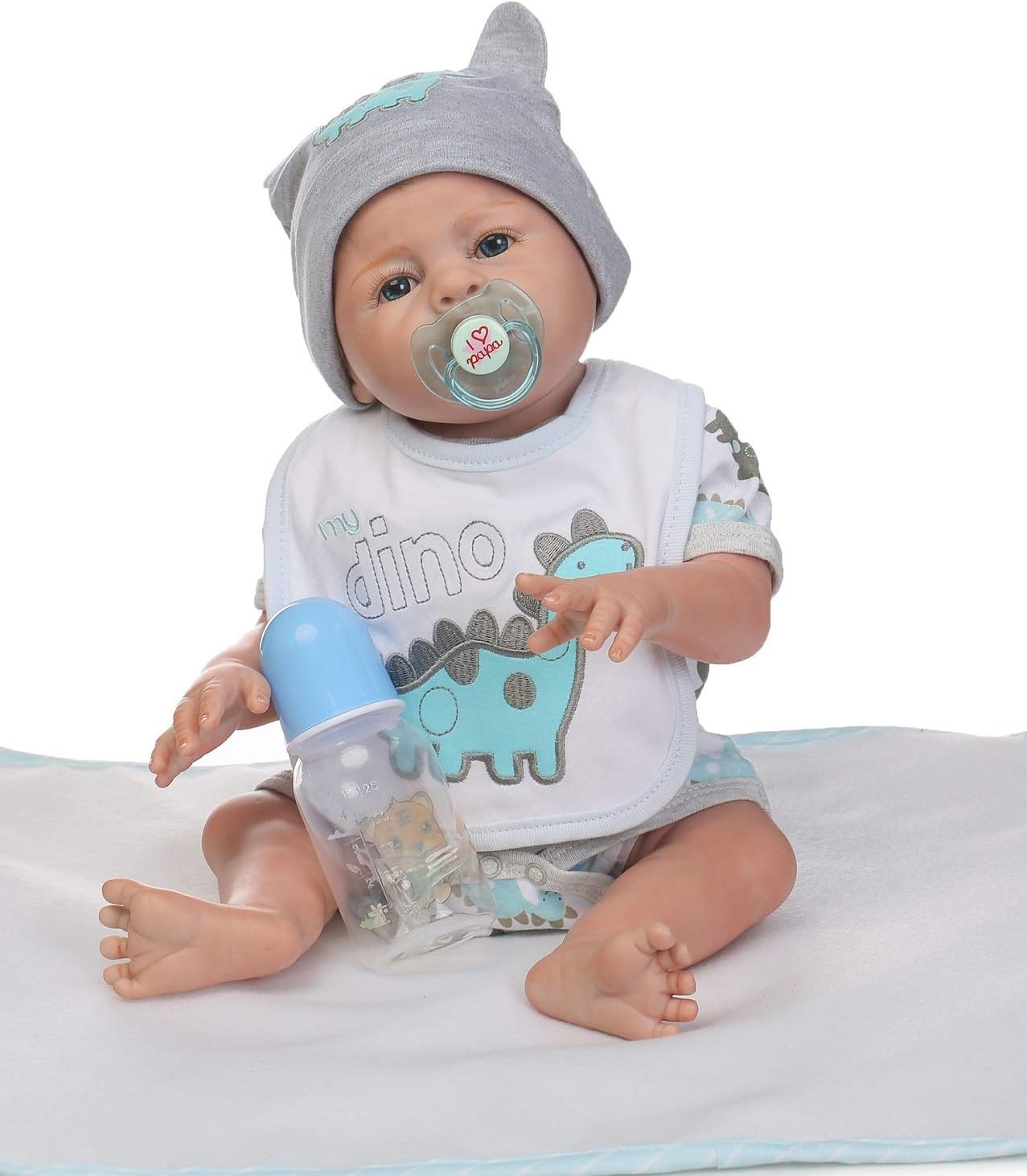 Reborn Baby Boy Dolls Silicone Full Body Eyes Open Lifelike Baby Dolls for Girls 20 Inch Newborn Anatomically Correct Washable Toy Doll