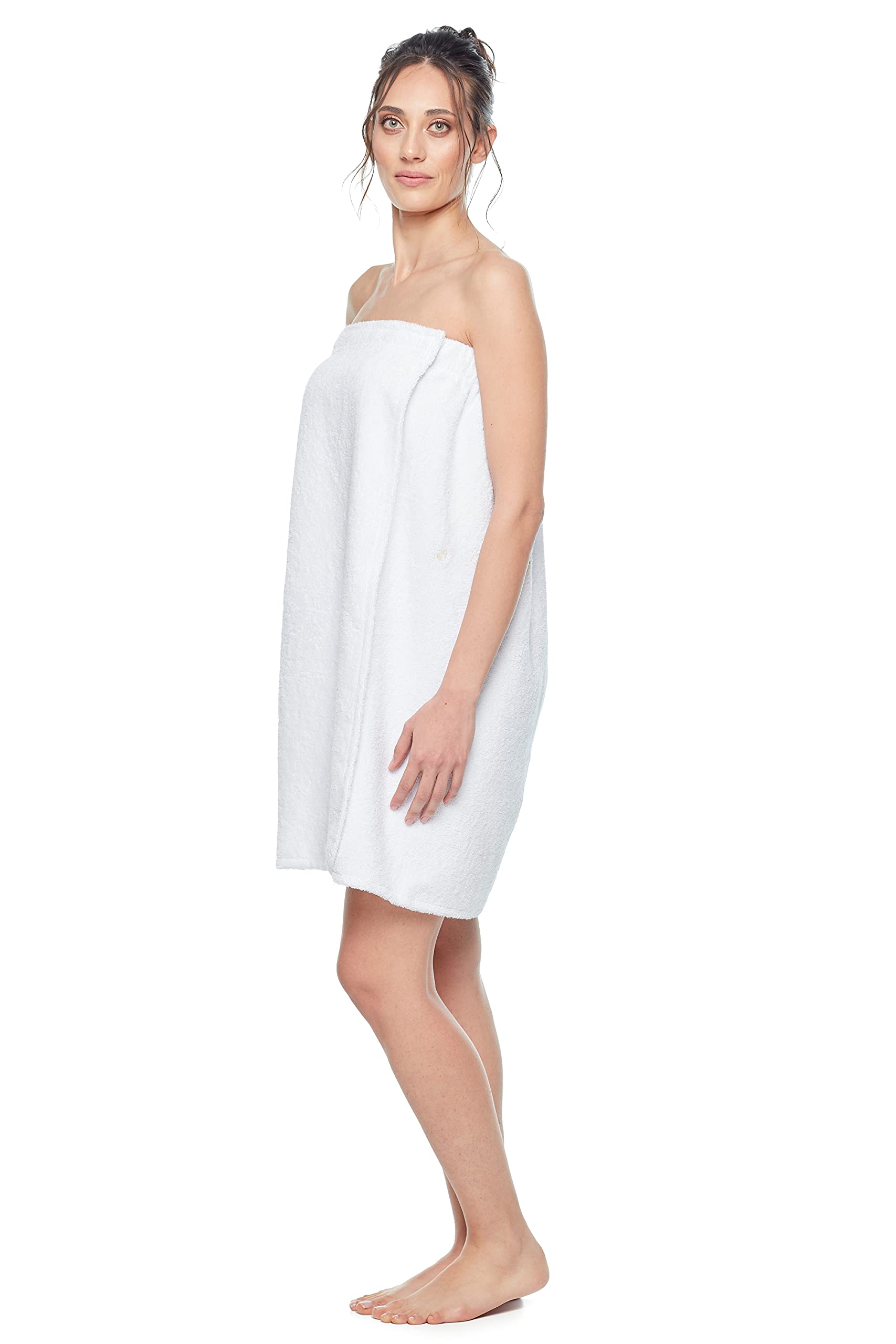 Arus Women's Adjustable Velcro Closure on Chest Turkish Cotton Shower Bath Wrap