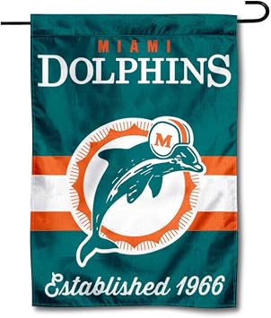 Dolphins Throwback Retro Vintage Garden Flag Double Sided Banner