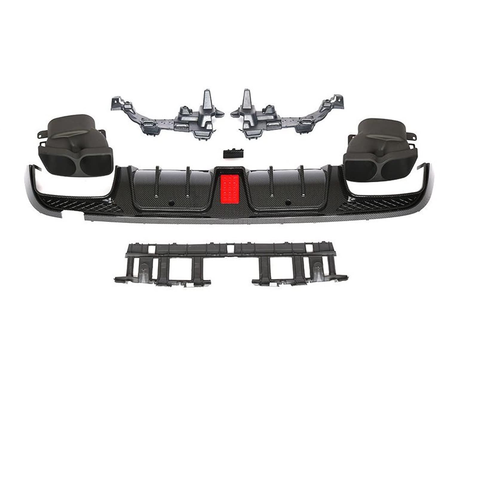 Dla Mercedesa Dla Benz Klasy C W205 C200 C300 C400 C43 C63 AMG 2014-2019 Dyfuzor Tylnego Zderzaka Samochodu Spoiler Splitter Z Końcówkami Wydechowymi(Carbon Fiber look)