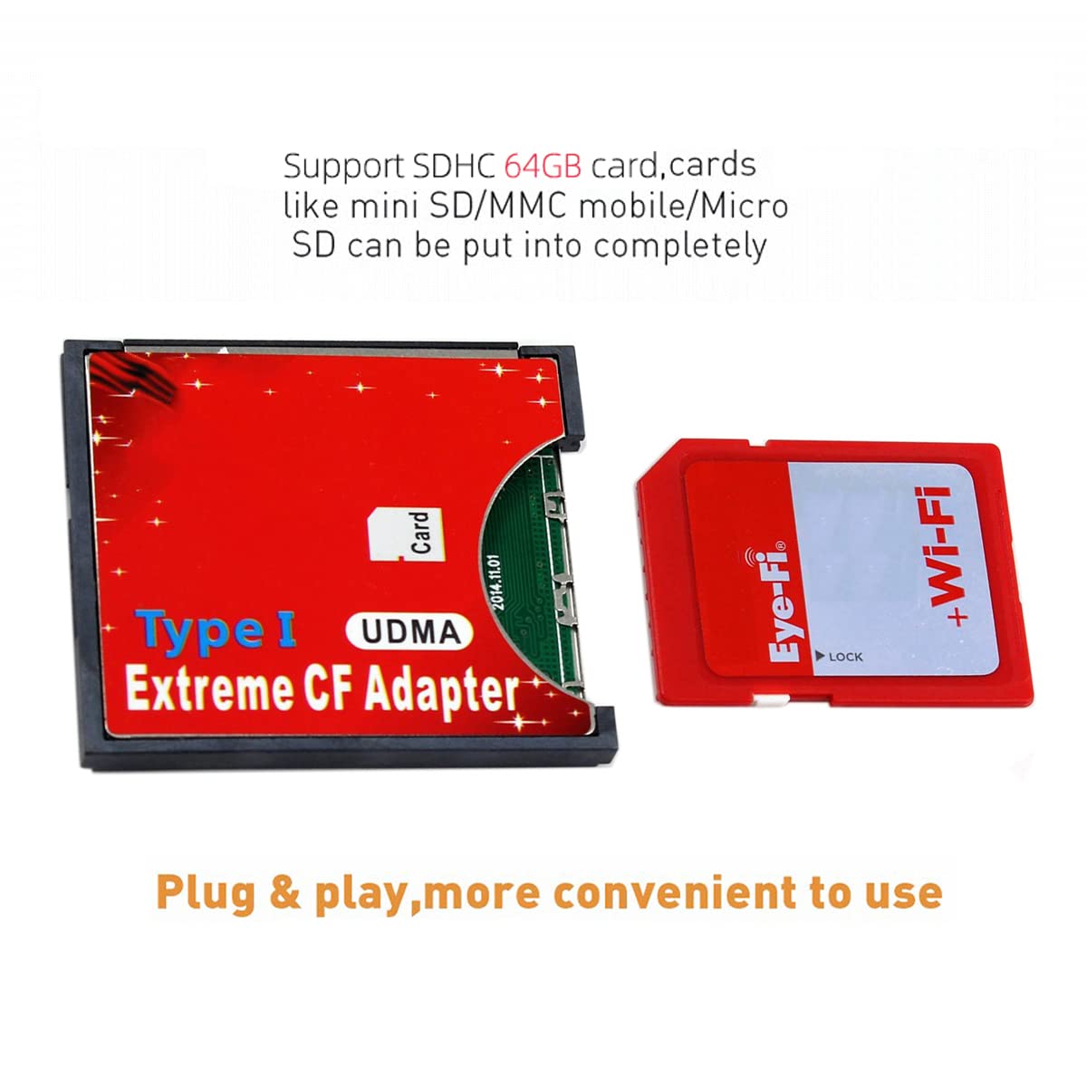 CY Adattatore per lettore CF con scheda Compact Flash Compact Flash di Tipo I da Micro SD a Micro Slot TF o MicroSD per fotocamera Nikon Cannon