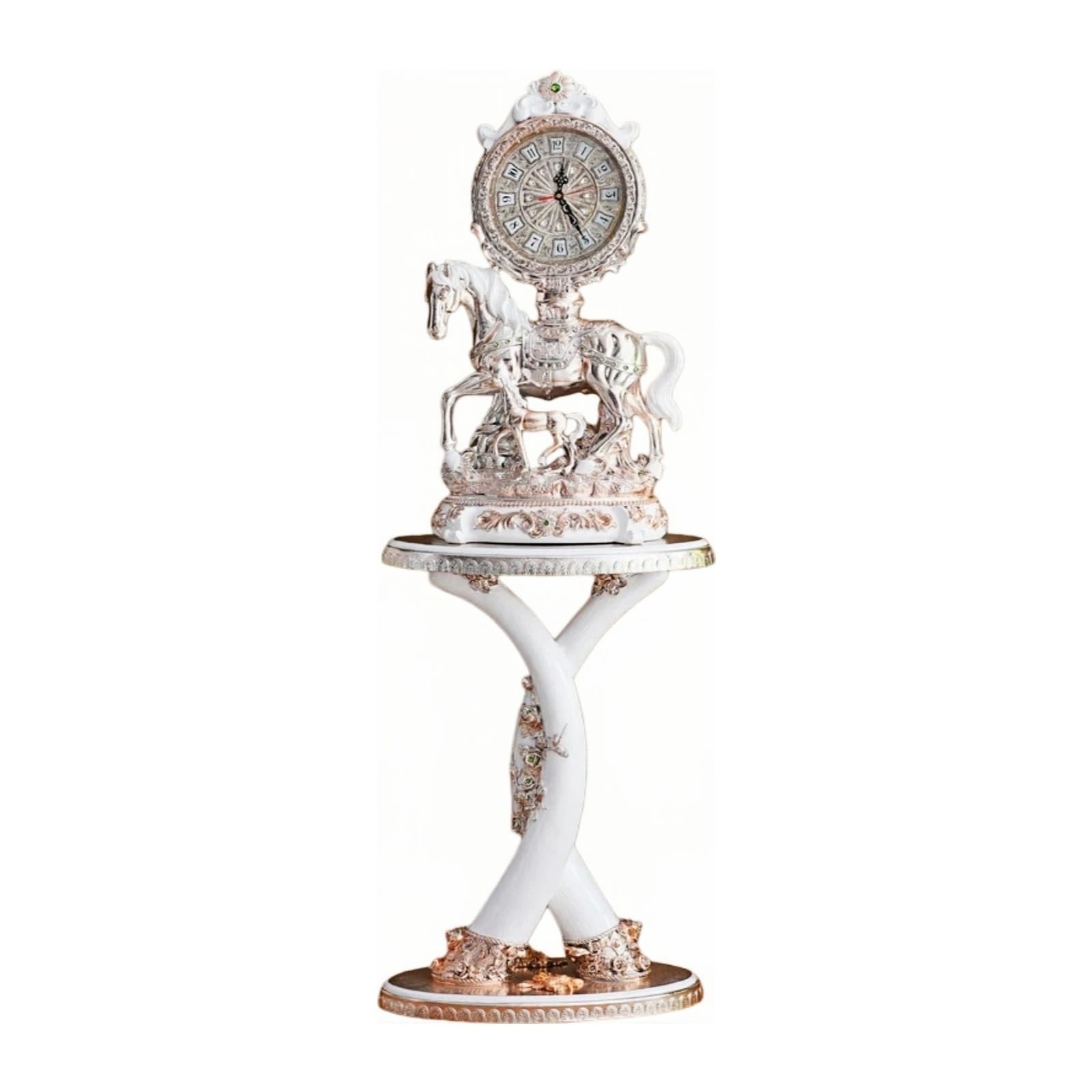 WANGHAI-666 Grandfather Clocks Floor Standing Clock Quartz Silent European Style Sculpture Decorative(Silver)