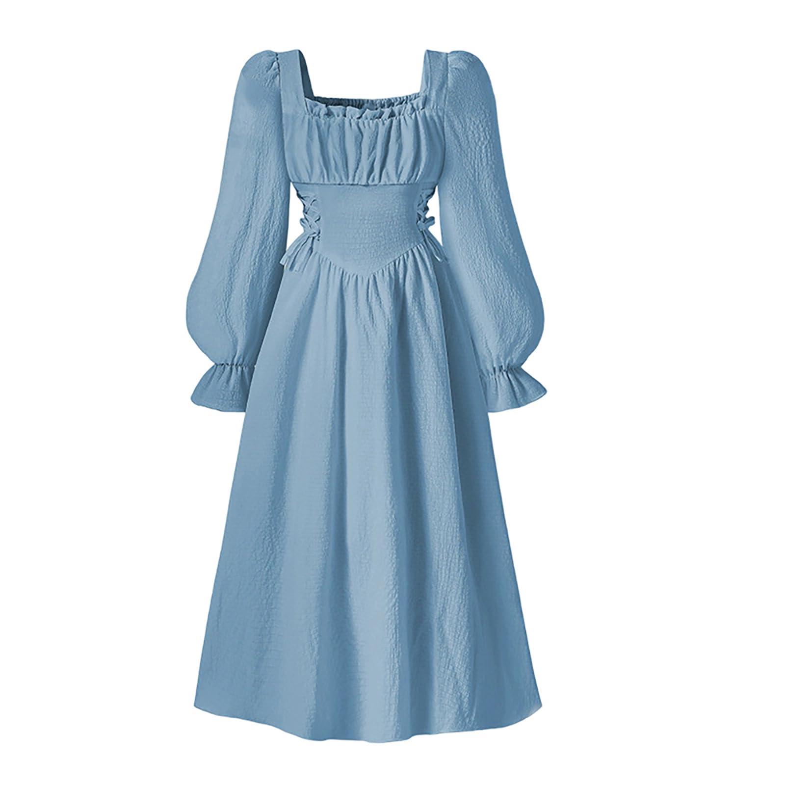 Girls Dress French Palace Medieval Vintage Long Sleeve Princess Dress Elegant Quality Spring Autumn 4-12 Years Blue