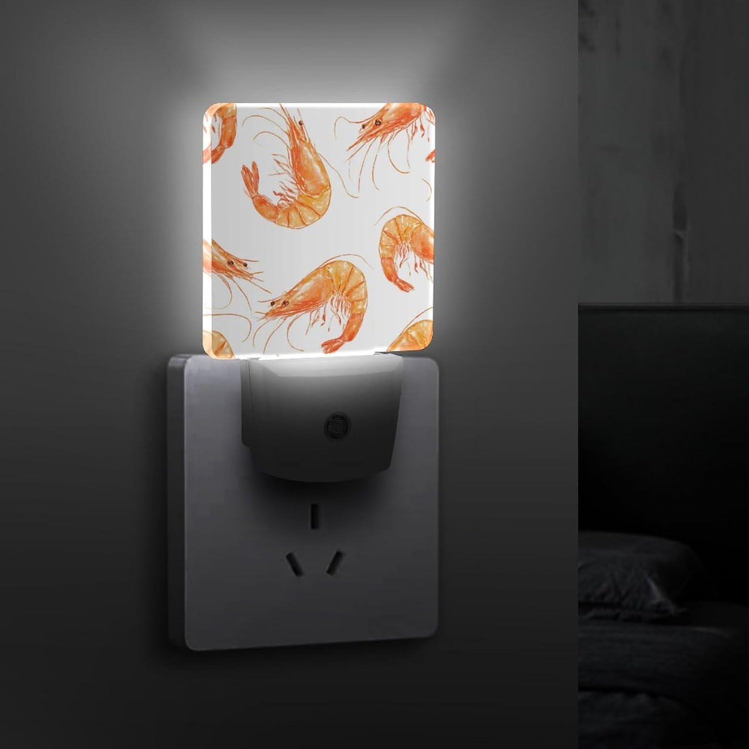 Cartoon Shrimp Night Light LED Night Lights Plug Into Wall 11.5x7.5x5cm image 4