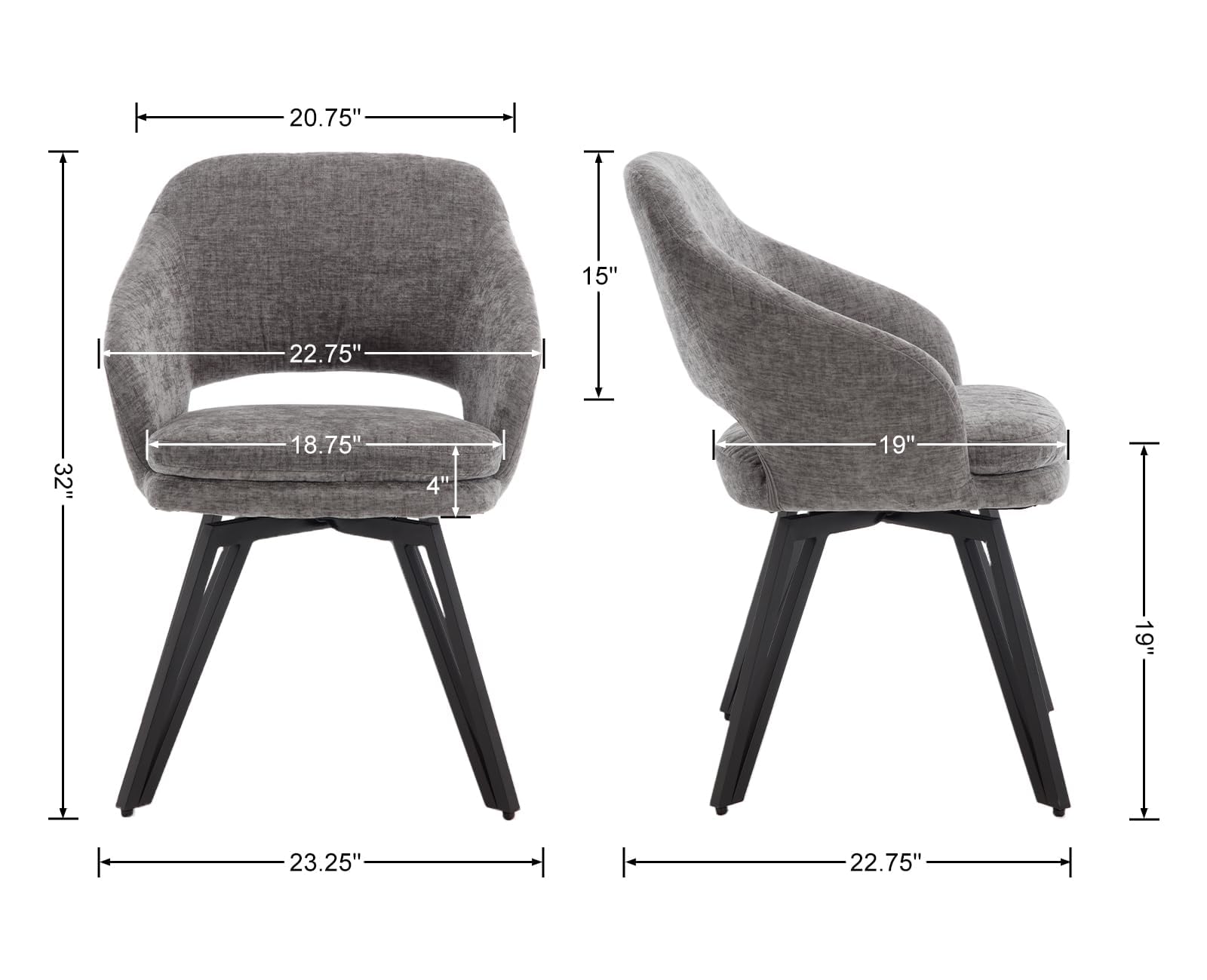 Ya-Home Esszimmerstühle drehbar 2er Set, Drehstuhl Esszimmer, Grau