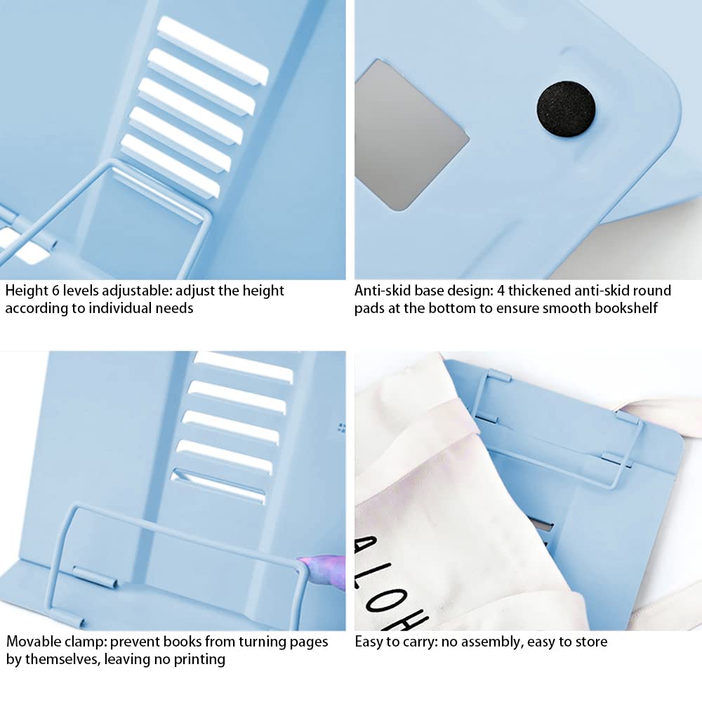 Geoyien Support livre, Porte livre, Pupitre de lecture, Support de lecture multifonctionnel en métal, angle réglable, posture assise correcte et réduction fatigue, pour bureau, école, maison (Bleu Geoyien Support livre, Porte livre, Pupitre de lecture, Support de lecture multifonctionnel en métal, angle réglable, posture assise correcte et réduction fatigue, pour bureau, école, maison (Bleu