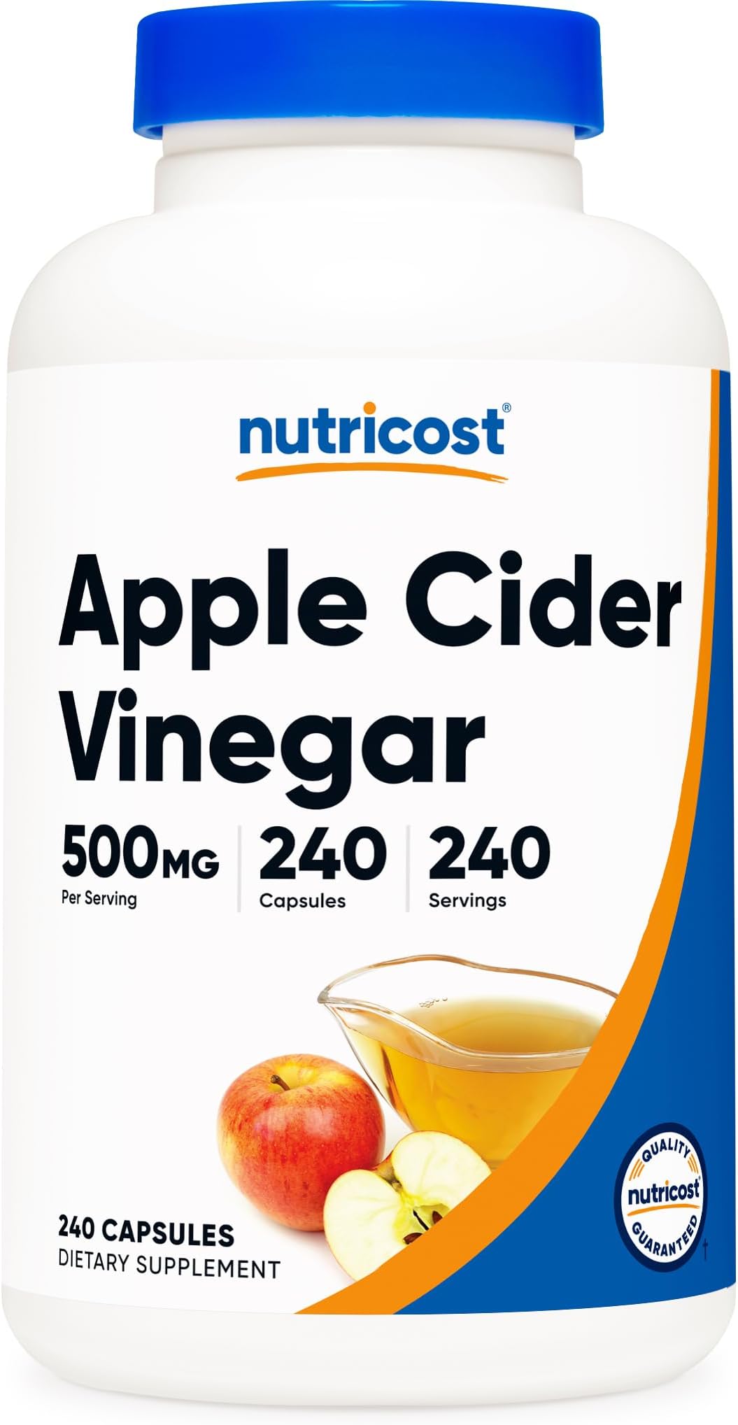 Nutricost Apple Cider Vinegar Capsules 500mg, 240 Vegetarian Capsules - Natural, Vegetarian, GMP, Non-GMO and Gluten Free