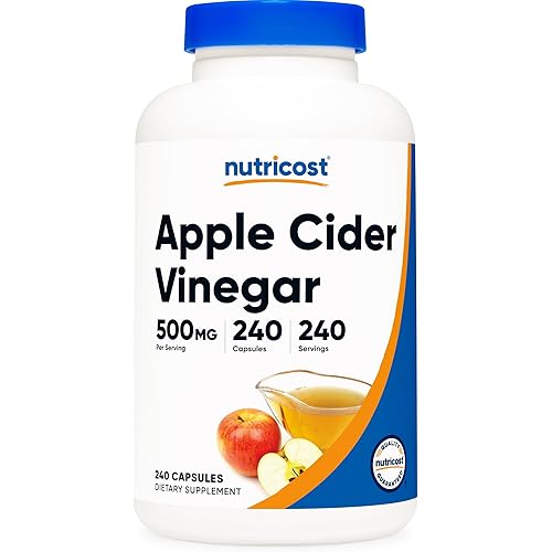Nutricost Apple Cider Vinegar Capsules 500mg, 240 Vegetarian Capsules - Natural, Vegetarian, GMP, Non-GMO and Gluten Free