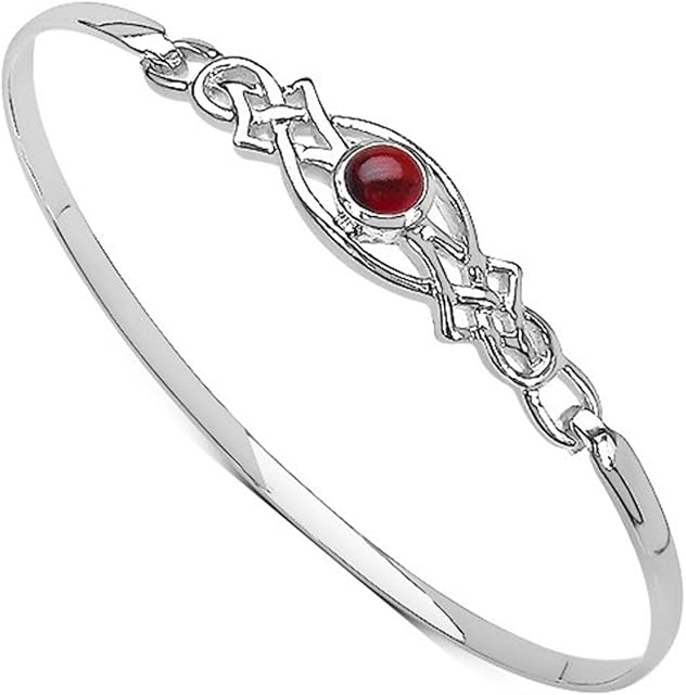 Ladies Rennie Mackintosh Style Sterling Silver 925 Garnet Set Celtic Clip Bangle Christmas Mothers Day Anniversary