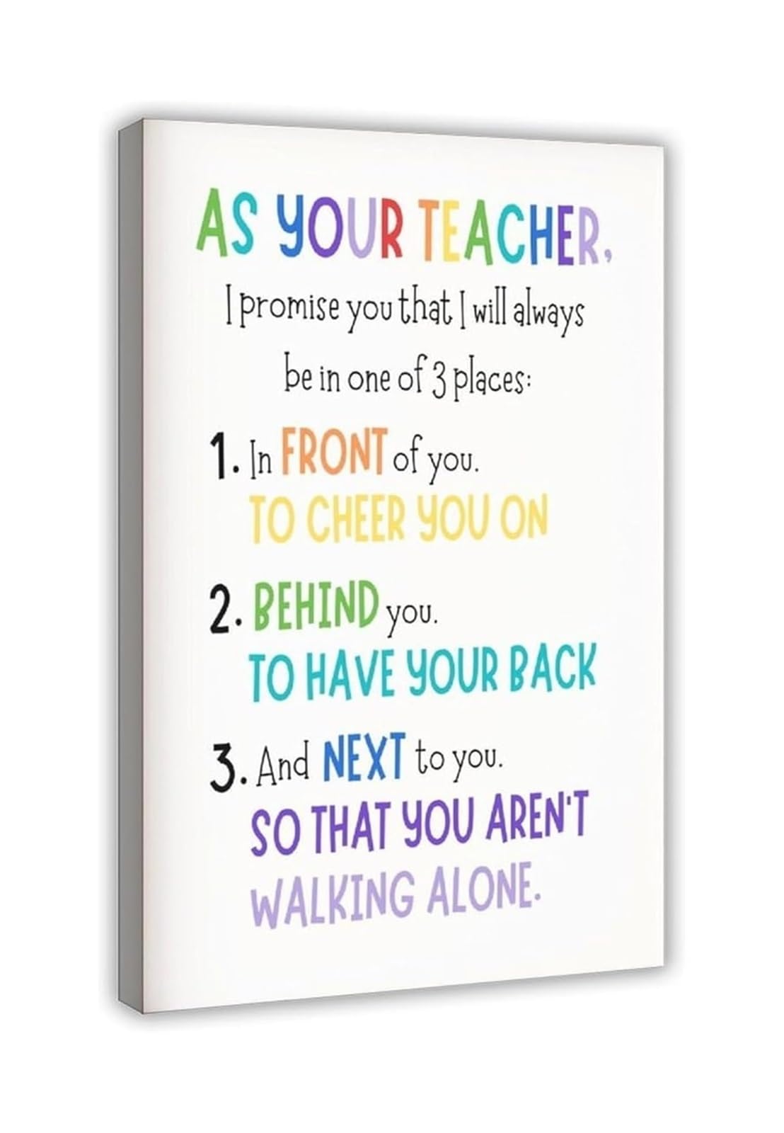 NWPNLXEA Teacher Promise Canvas Poster Wall-Art Motivational Decor for Classroom Bedroom Office Dorm Room Gift Idea Framed,16x24inch(40x60cm)