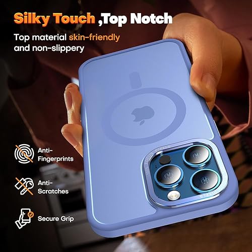 Miniatura 6 de KISEN Funda magnética compatible con MagSafe Slim translúcida mate para iPhone 12 Pro Max de 6.7 pulgadas (azul sierra)