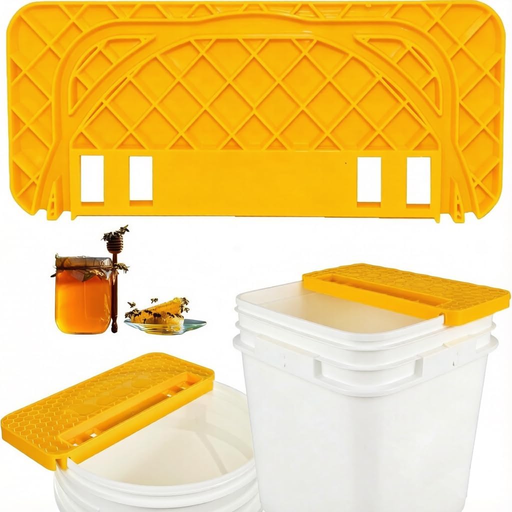 HIMO Honey Uncapping Tank Holder, Beekeeping Honeycomb Scraper Tool, Yellow Honeycomb Frame Support, Compatible with Square and Round Containers, Durable Plastic Honeycomb Frame