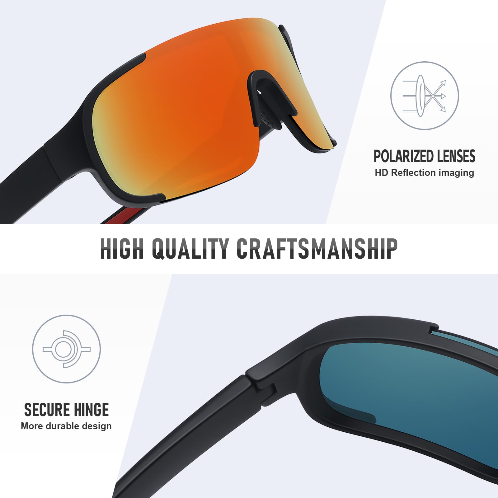 Gafas de sol polarizadas para ciclismo y deportes para hombres y mujeres, protección UV, para pesca, ciclismo, correr, gafas de sol envolventes