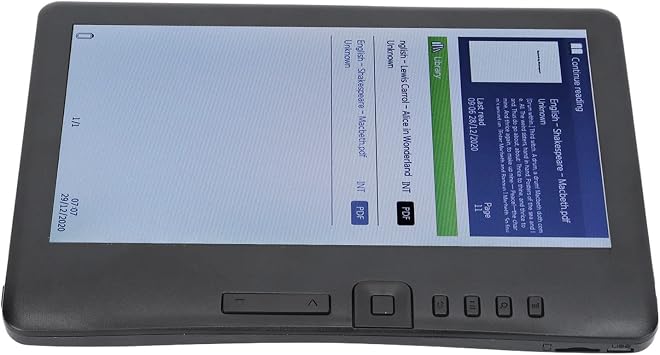E Reader 7in Color TFT LCD 16:9 Portable Reader for EPUB PDF TXT, 800x480 Black E for OntheGo Reading (16GB)