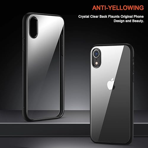 Miniatura 2 de TENDLIN Funda compatible con iPhone XR antiamarilleo parte trasera transparente y TPU Bumper Slim Case (negro)