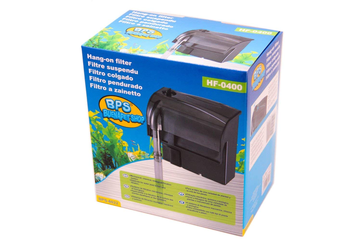 BPS (R) Filtro Acquario Professionale, Filtro Esterno a Zainetto per Acquario, Risparmio Energetico 4,4W, 350 l/h