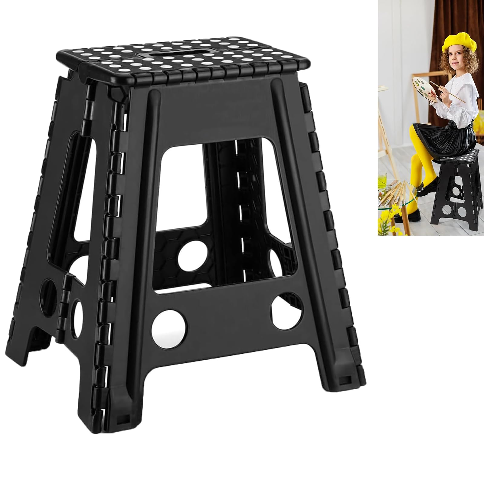 Taburete Plegable Portatil 45cm de Altura - Escalón para Adultos y Niños - Silla de Cocina, Baño y Jardín