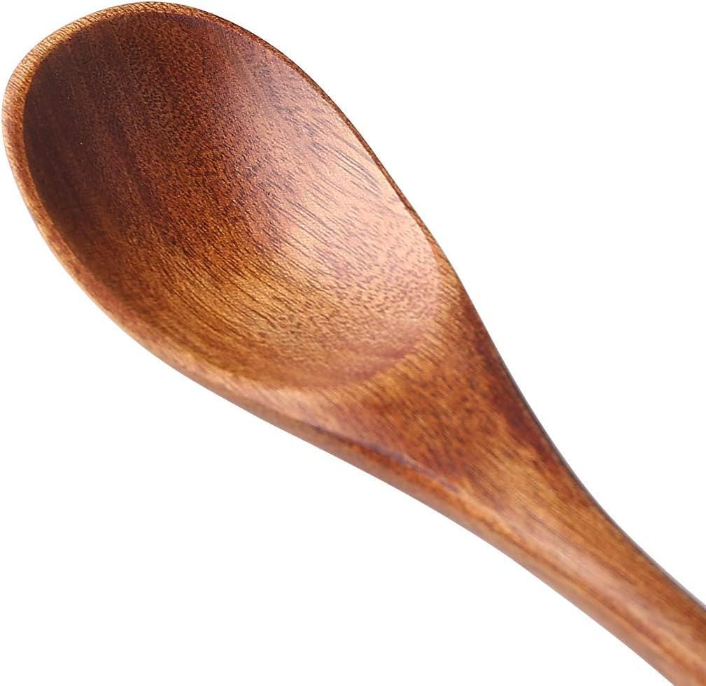 Long Handle Wooden Spoon For Mixing Coffee Tea Jam and Bath Salt In Kitchen, Environmentally Friendly Table Spoon, 8.6 Inches,4 Pieces…
