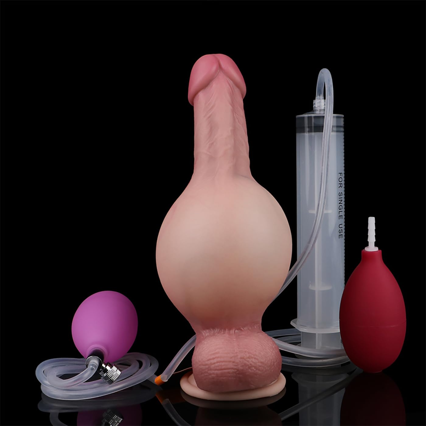 7.3" Long Inflatable Expanding Anal Plug Ejaculation Dildo, Adult Squirting Dildo with Strong Suction Cup,Silicone Jetting Butt Plug Prostate Massaging G-Spot Sex Toy for Beginners