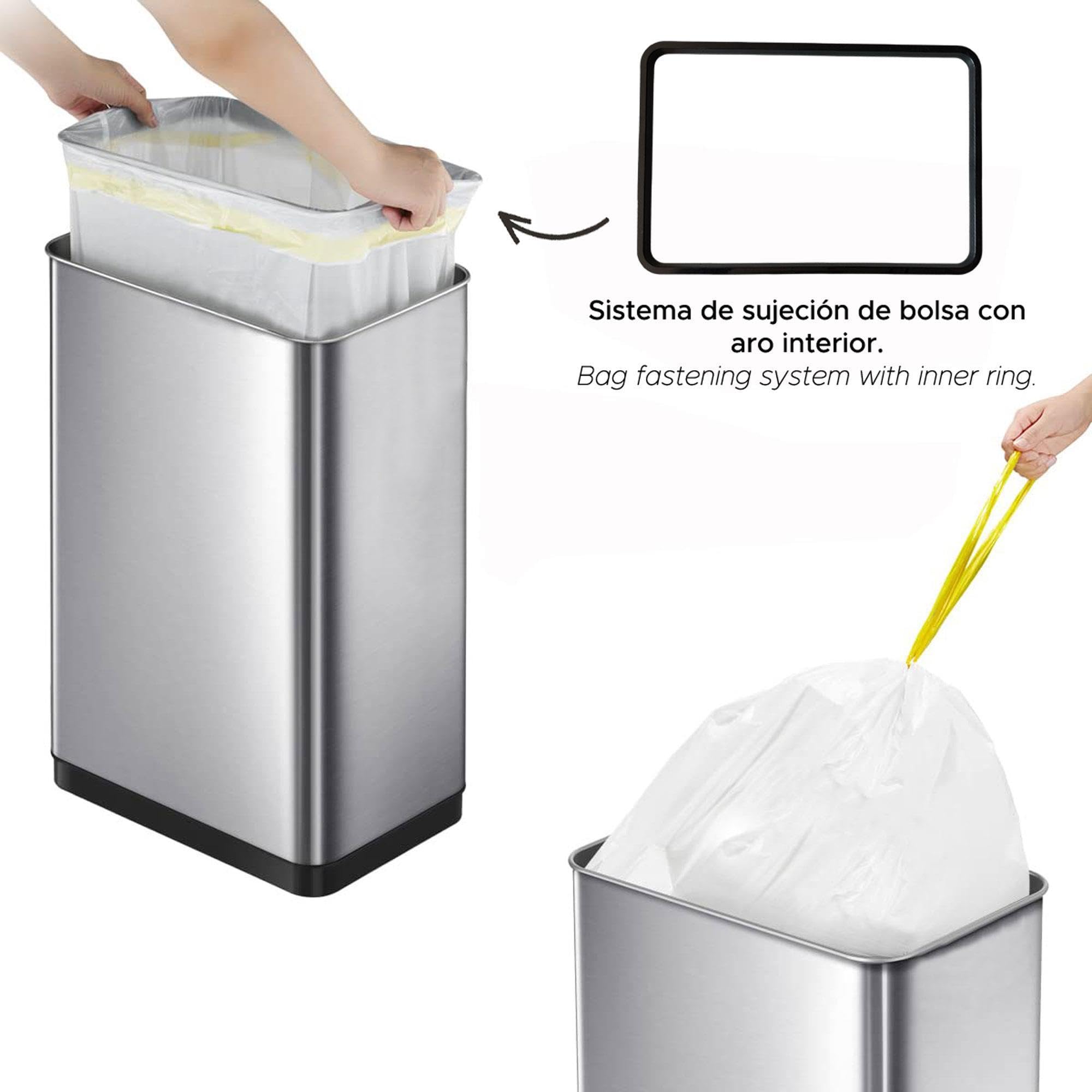 Cubo de Basura de 70L color Metálico en Acero inoxidable con Sensor automático y Filtro antiolor 78cm altura