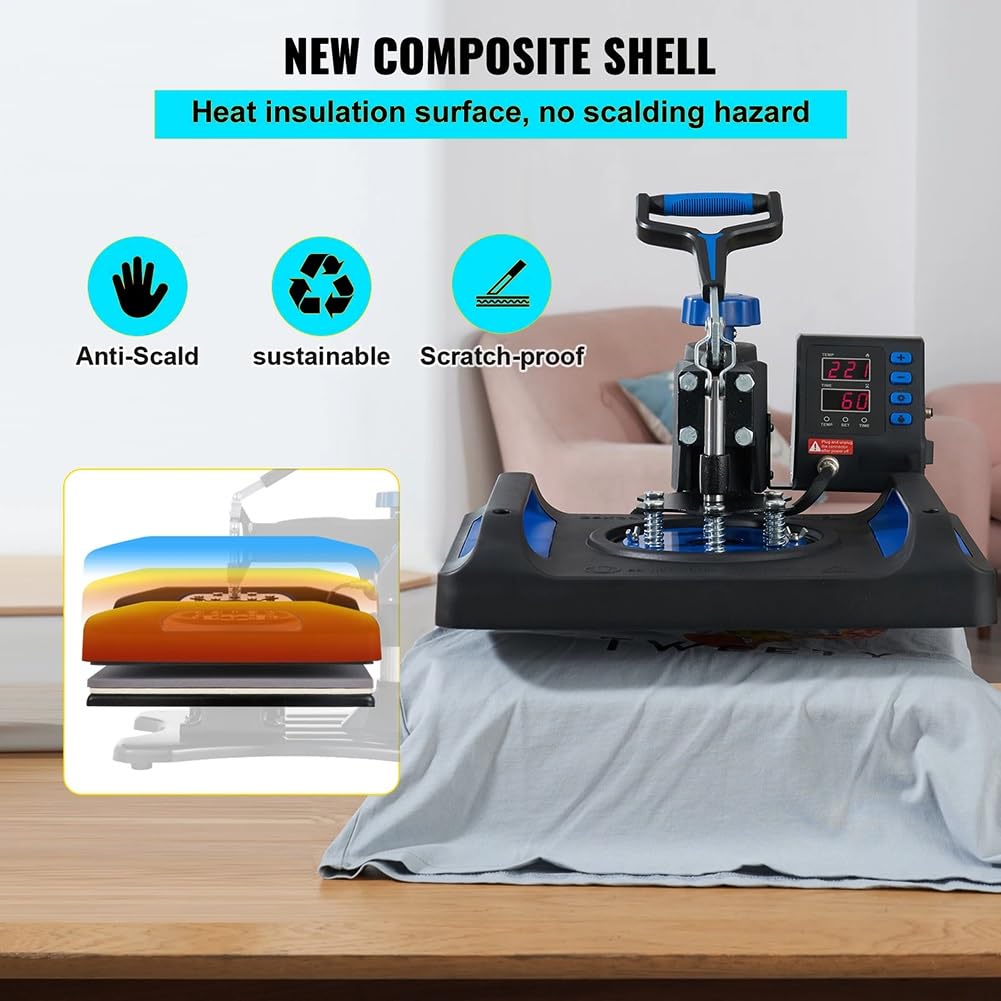Amazon.co.jp: ヒートプレス機、5 in 1デジタルTシャツ熱プレス転写