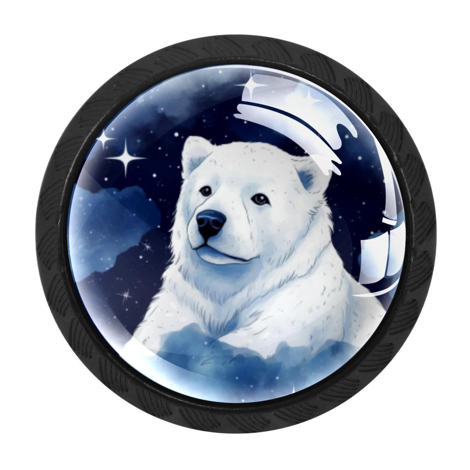 Chenzzzz Multicolored 07 4 Pack Round Cabinet Knobs For Kitchen Bathroom Closet Dresser Cabinets, Starry Polar Bear
