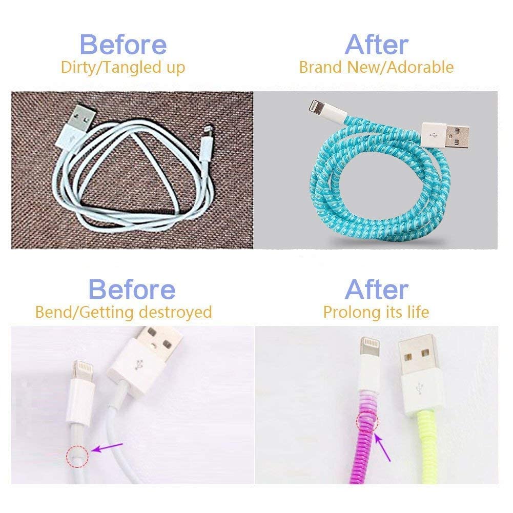 Cable Protector - 1.5 Meter/150 Cms Charging Winder | Full Size Spiral Triple Color Saver Compatible With iPhone Android Or Earphone (White) 2
