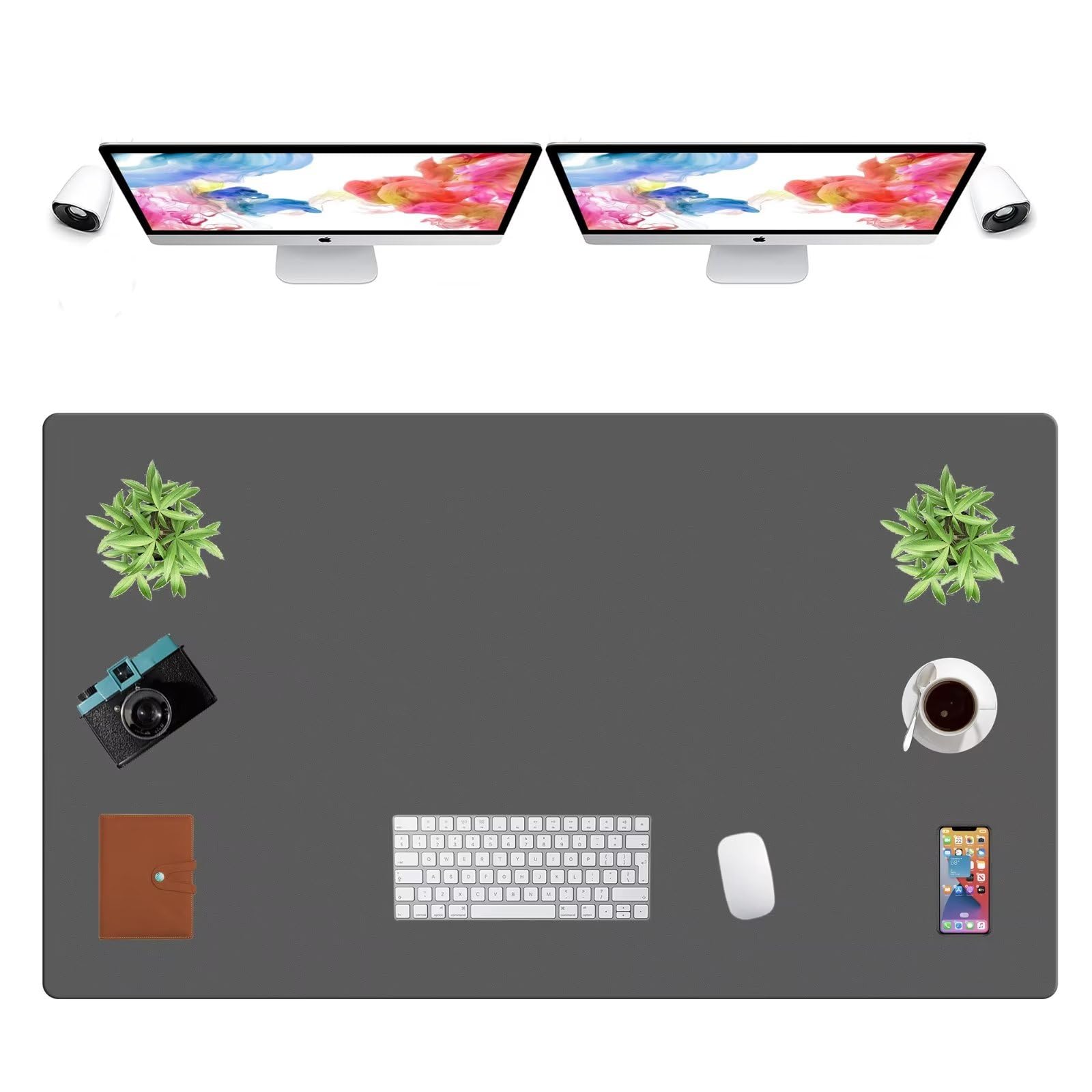 LL-COEUR Extra Large PU Leather Desk Mat Large Mouse Pad XXL Waterproof Table Mat Office Laptop Writing Pad (51.2 x 29.5 inch, Dark Grey)