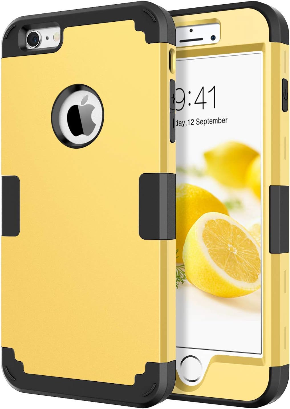 BENTOBEN for iPhone 6S Plus Case, iPhone 6 Plus Case, 3 in 1 Hybrid Shockproof Hard PC Cover Soft Silicone Bumper Full Body Protective Phone Cases for 5.5 inch iPhone 6 Plus/6S Plus, Yellow/Black