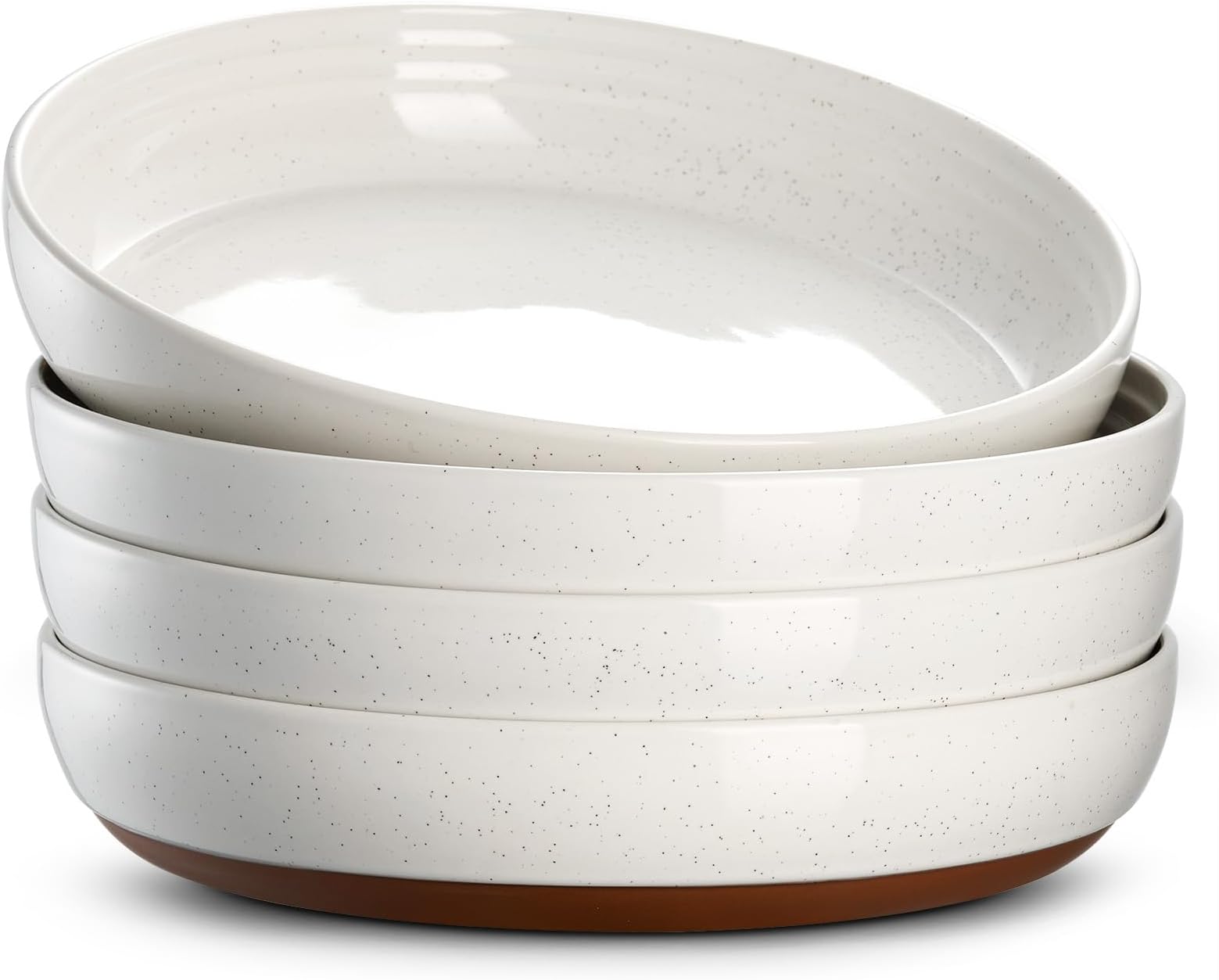 DOWAN Large Pasta Bowls Set of 4, Ø 24.5 cm Salad Bowl, Wide and Deep Dinner Plates, Porcelain Serving Bowls for Pasta, Soup, Salad, Stew, Fruit, Noodle, Microwave & Oven Safe, Alabaster White