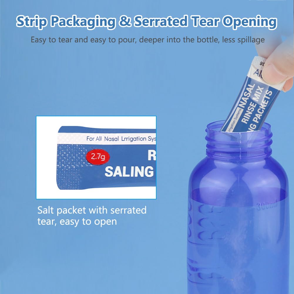 Sal Nasal,240 PCS Suero Fisiologico para Alivio Congestión Nasal y Limpieza Nasal, Limpiador Nasal Niños y Adulto para Enjuague Nasal, Lavado Nariz, Alivio Conductos Nasal