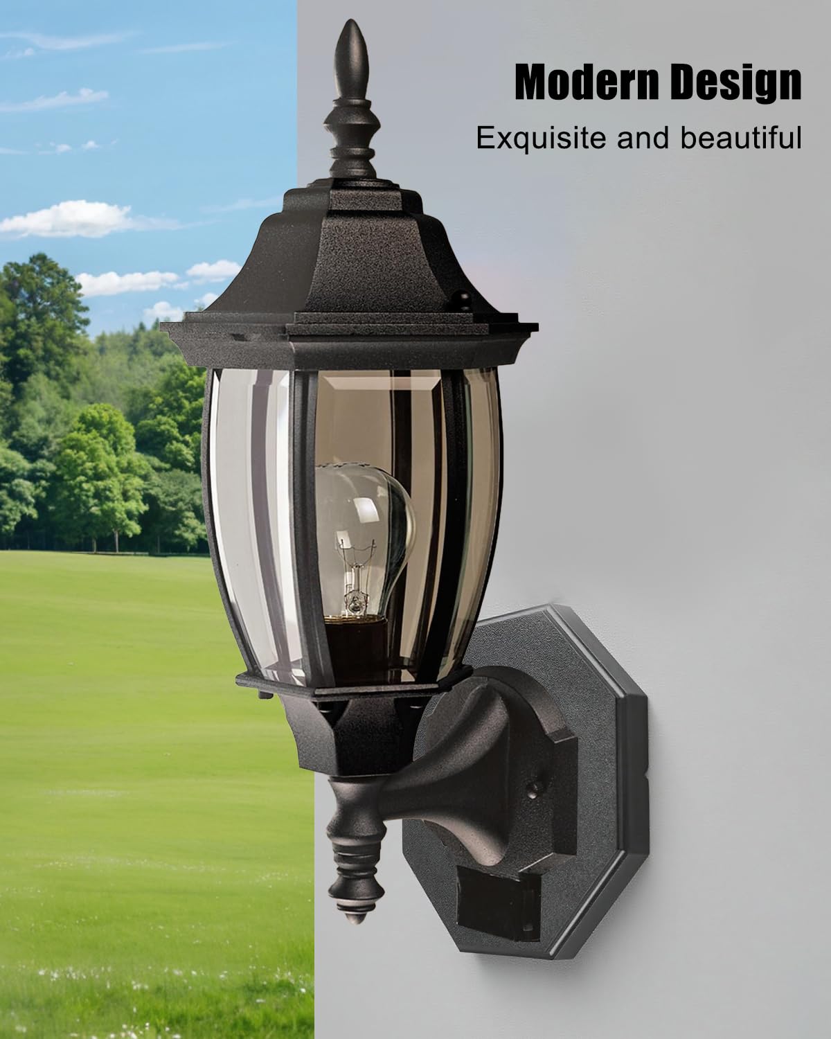 Siding Mounting Block Replace 8161, Vertical Siding Lamp Octagon Mounting Kit with Built-in Box for Outdoor Smooth Flat Surface, Black 5Pcs