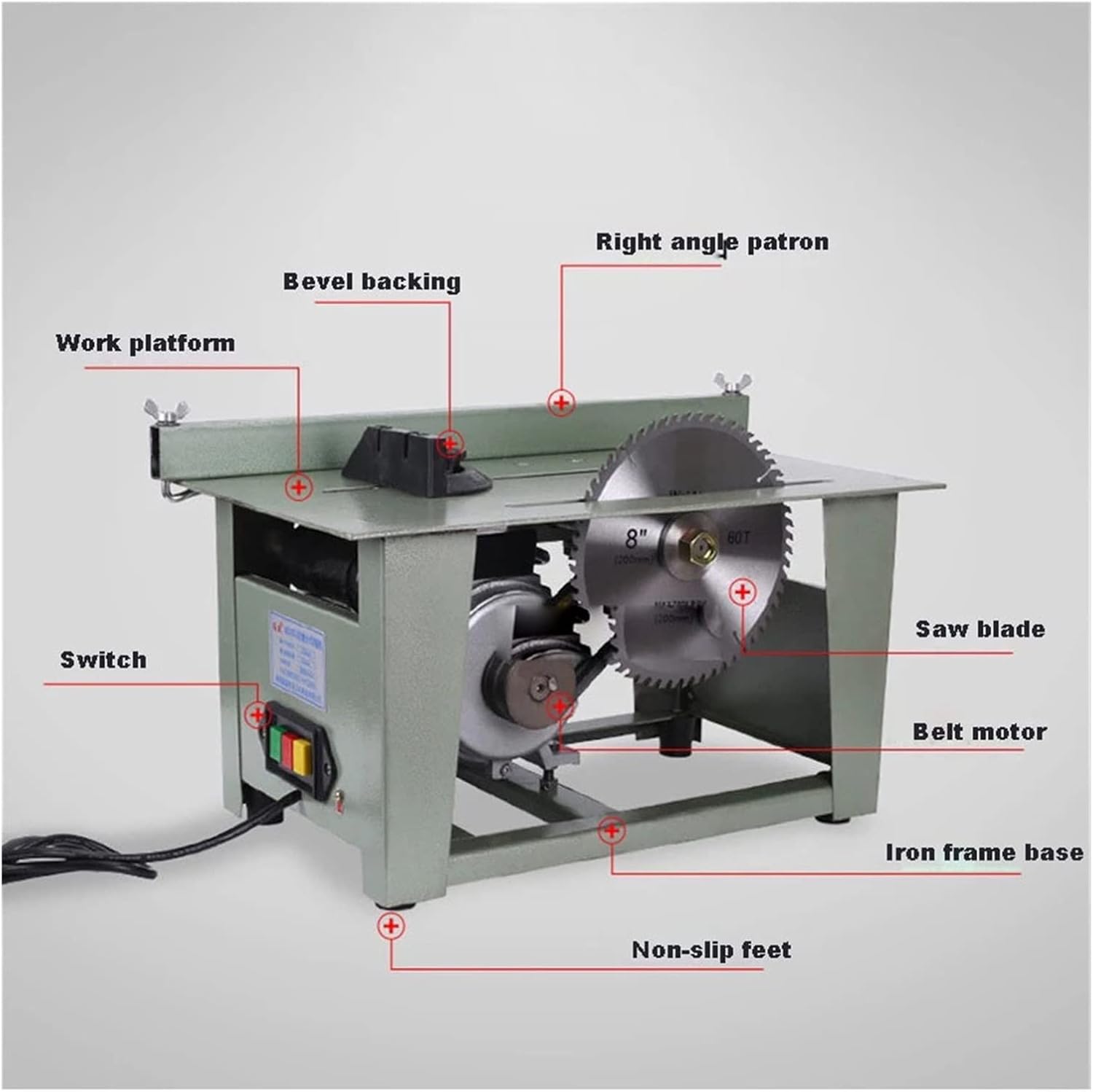 Mini Table Saw for Woodworking MJ1025 Portable DIY Wood Cutting Machine Woodworking Table Saw Table Panel Saw 3800r/min 1200W